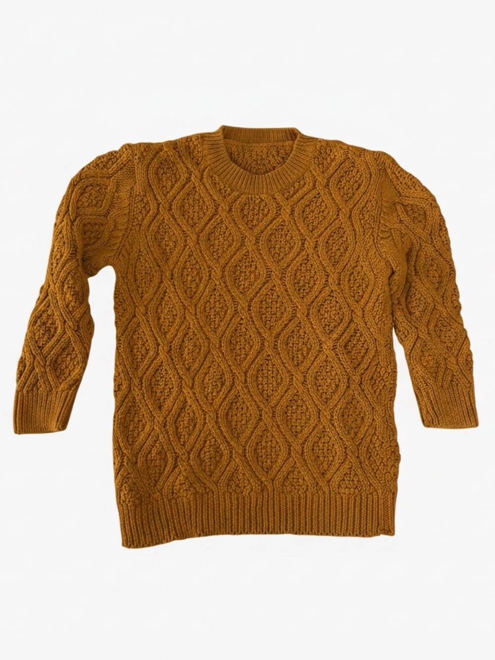 Women’s Cable Knit Crewneck Sweater - Mustard ZARA